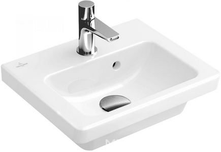 Раковина компактная 370х305мм, 1 отв. д/смес., с переливом, (цв. 01 white),  ZZ Villeroy & Boch Subway 2.0 73173701