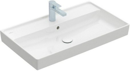 Раковина 800х470xh85(160)мм, 1 отв.д/смесителя, с переливом, для установки с мебелью, (цв.R1 white alpin cer+), Collaro ZZ