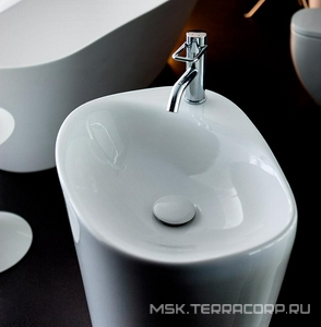 Раковина напольная, свободностоящая 52,5х40хh90см, с 1 отв. д/смес., без перелива, (пробка слива сифон, подводка, крепл. в компл.),  ZZ Laufen Palomba 8.1180.3.000.104.1