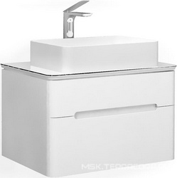 Тумба под раковину подвесная с 2 выдвиж ящиками, столешница стекл., 75х50хh46,5см, без раковины, (цв.белый), Bosko ZZ