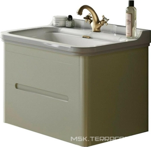 Тумба подвесная 74х51см, под раковину 80см., 2 выдвижных ящика, крепёж в компл., (цв.белый (ванильный) матовый),  ZZ Kerasan Waldorf 9256 30