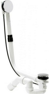 Слив-перелив, удлинённый, 52мм, (тросик 725мм) для нестанд. ванны, выпуск 50/40мм, ручка перелива и пробка слива цв.белый, Bette Multiplex M5 ZZ Bette Универсал B602-000