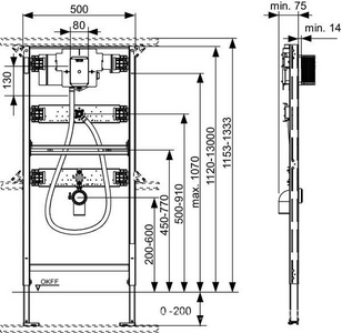 Модуль д/писсуара,500х75хh1120мм,транформатор,отвод,клапан U 2,(БЕЗ панели смыва TECEfilo...,БЕЗ крепл.арт.9380014/9380300/9380301/9018011)TECEprofiZZ Tece TECEprofil 9320013