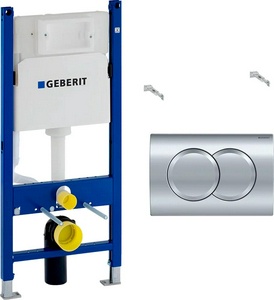 Инсталляция для подвесного унитаза Geberit  01, 112х50 см,  двойной смыв, клавиша хром глянец круглая в компл. ZZ Geberit Delta 458.149.21.1
