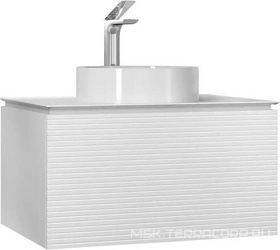 Тумба под раковину подвес.с выдвиж ящик., столешница керамогранит с отв.д/смесит,сифона, 80х51.6хh43.2см, без раковины, (цв.белый), Stone ZZ