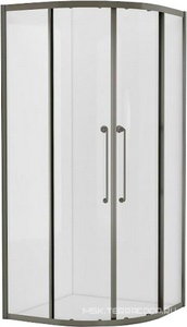 Душевой уголок 1000х1000хh2000мм, 1/4 круга, 2 сдвижные дверцы с 2-мя неподв. сегм. (стекло прозрачное 8 мм, фурнит. цв.оружейная сталь), Relax ZZ Cezares relax RELAX-304-R-2-100-C-GM