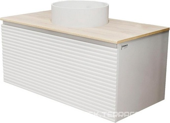 Тумба под раковину подвесная с выдвижн. ящик., столешница МДФ, 99,4х45,8хh46,5см, без раковины, (цв.Белый/Дуб Мавелла голд ), Cossety ZZ