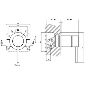 Смеситель для душа/раковины, встраиваемый в стену, на 1 потребит., БЕЗ встраив.части арт.54055 261, (цв.Steel Brushed),  ZZ Gessi Gessi 316 54019 239