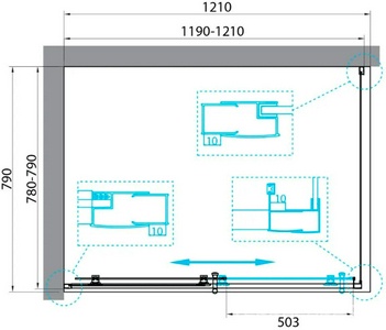 Душевой уголок 1200х800хh1950мм, прямоуг., правый/левый, (стекло прозрачное 5мм, фурн.цв.черный матовый),  ZZ BelBagno Uno-195 UNO-195-AH-1-120/80-C-NERO