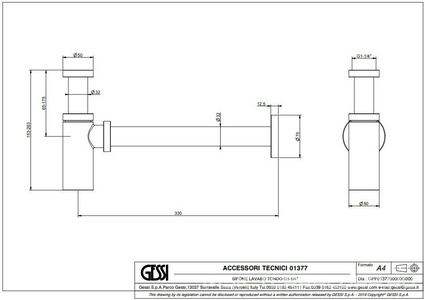 Сифон для раковины округлый, 1 1/4, (цв. Finox Brushed Nickel), Gessi ZZ Gessi Универсал 01377 149