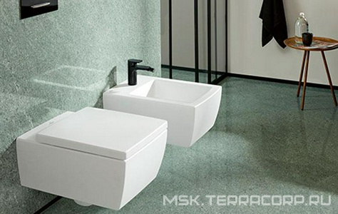 Биде подвесное, 375х560мм, с 1 отв.д/смес., крепёж в компл., (цв.R2 Star white cer+),  ZZ Villeroy & Boch Memento 2.0 443300R2