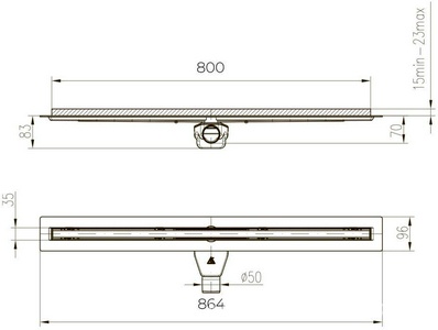 Душевой лоток Paini Slim Line 800 мм D50, сатин хром ZZ Paini Harmony CH800SL