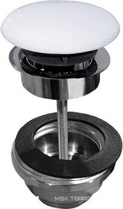 Пробка для сливного отверстия раковин, универсальная, нажимная Up & down, G 1 1/4, h20-70мм, (крышка керамика цв.белый матовый), Kerasan ZZ Kerasan Универсал 923330