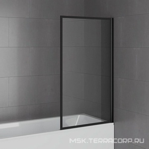 Штора на ванну 800xh1400мм, неподвижная, (стекло прозр. 8мм, фурн.цв.черный матовый),  ZZ Paini Screen Paini-ScreenWT80F