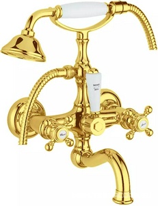 Смеситель для ванны, лейка, шланг в компл., (цв.золото),  ZZ Migliore Arcadia 18394