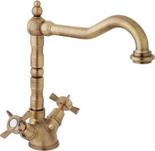 Смеситель для раковины, "Высокий", с поворотным изливом, с д/к, (цв. бронза),  ZZ Cezares Lord LORD-LS2-02