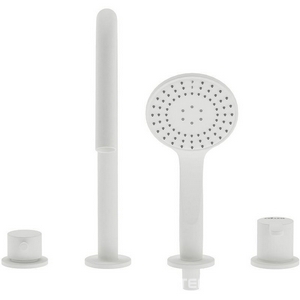 Смеситель для ванны, встраиваемый в борт на 4 отв., лейка, шланг в компл., (цв.белый),  ZZ Cezares Leaf LEAF-BVDM4-BIO