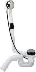 Слив-перелив, удлинённый, 52мм, (тросик 725мм) для нестанд. ванны, выпуск 50/40мм, ручка перелива и пробка слива цв.хром, Bette Multiplex M5 ZZ