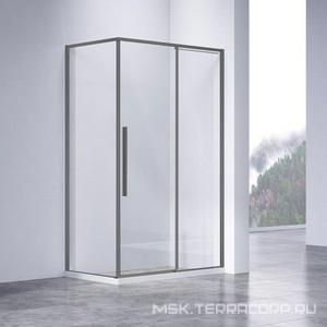 Душевой уголок 1100х900хh1950мм, прямоуг., правый/левый, (стекло прозрачное 6мм Easy Clean, фурн.цв.вороненая сталь),  ZZ Vincea Slim-N VSR-4SN9011CLGM