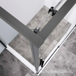 Душевой уголок 1100х900хh1950мм, прямоуг., правый/левый, (стекло прозрачное 6мм Easy Clean, фурн.цв.вороненая сталь),  ZZ Vincea Slim-N VSR-4SN9011CLGM