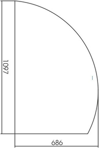 Зеркало 686хh1097 мм, форма "четверь круга", правое, фоновая LED подстветка, сенсорный выключатель KL Silver Mirrors Mario LED-00002541