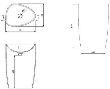 Раковина напольная 581х442хh850мм, без отв.д/смесителя, без перелива, без донного клапана, (керамика цв.белый),  ZZ Allen Brau Infinity 4.21016.20