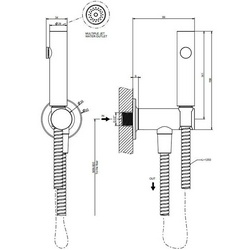 Гигиенический душ комплект: лейка, шланг 125см, кронштейн с подводом воды, (цв.Warm Bronze Br. PVD), Gessi ZZ