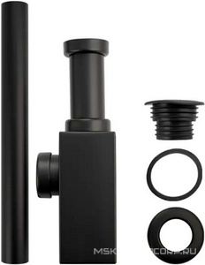 Сифон для раковины 1*1/4, без донного клапана, квадратный, цв. черный ZZ Brimix Brimix 8744