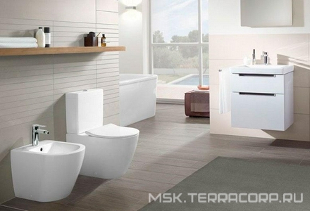 Биде напольное 370х560мм, 1 отв. д/смес., крепл. к полу в компл., (R1 white alpin ceramicplus),  ZZ Villeroy & Boch Subway 2.0 540100R1