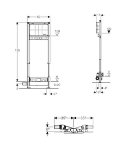 Инсталляция д/душ.систем, h130см, с водоотводом в стене, настенным смесит. д/скрытого монтажа, h стяжки для напольн.стока 90–200мм, Geberit  ZZ Geberit Duofix 111.580.00.1