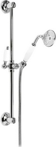 Душевой гарнитур (штанга 60,5см, лейка, шланг), (цв.хром, ручка цв.белый),  ZZ Cezares Lord LORD-SD-01-Bi