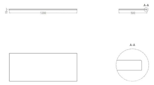 Столешница для раковины, 1200x500хh15мм, без технологических вырезов, без кронштейнов, литой камень S-Stone, матовый цв.белый,  ZZ Salini Costa 200123M