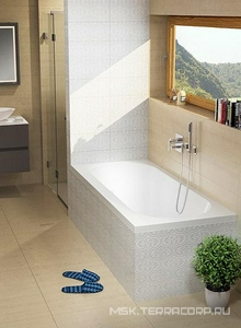 Ванна 170х80см, без ножек/рамы, панелей, слива-перелива, (акрил цв.белый),  ZZ Riho Carolina B055001005