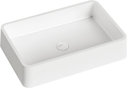 Раковина накладная, прямоуг., 595х395хh125мм, без отв.д/смесит., без перелива, (литой камень S-Stone, матовая цв.белый),  07 ZZ Salini Gloria 1102207M