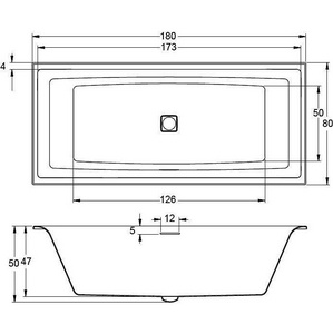 Ванна акриловая  Still Square180х80 см, БЕЗ ножек и фронтальной панели ZZ Riho still square B099004005