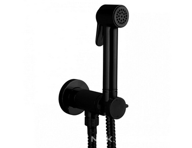 Смеситель совмещённый с гигиеническим душем, (готовый комплект: лейка металл, шланг 125см., скрытая часть), (цв.черный матовый),  ZZ Bossini Paloma Brass E37007B.073