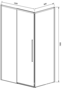 Душевой уголок 1200х900хh1950мм, прямоуг., правый/левый, (стекло тонированное 6мм Easy Clean, фурн.цв.черный матовый),  ZZ Vincea Slim-N VSR-4SN9012CGB