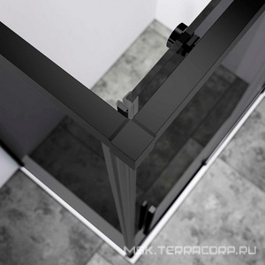 Душевой уголок 1200х900хh1950мм, прямоуг., правый/левый, (стекло тонированное 6мм Easy Clean, фурн.цв.черный матовый),  ZZ Vincea Slim-N VSR-4SN9012CGB