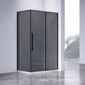 Душевой уголок 1200х900хh1950мм, прямоуг., правый/левый, (стекло тонированное 6мм Easy Clean, фурн.цв.черный матовый),  ZZ Vincea Slim-N VSR-4SN9012CGB