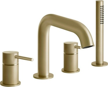 Смеситель для ванны, встраиваемый в борт на 4 отв., лейка, шланг в компл., (цв.Brushed Brass PVD), Gessi Bath316 ZZ Gessi Gessi 316 54037 727