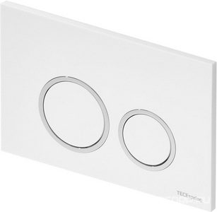 Панель смыва с двумя круглыми.клавишами, для застеного модуля д/унитаза, (цв.белый, кольца цв.хром),  ZZ Tece TECEspring 9940103