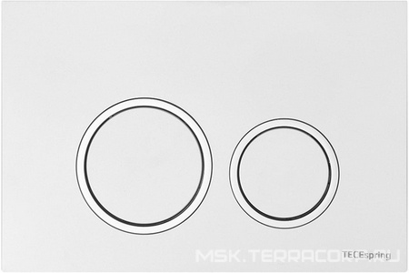 Панель смыва с двумя круглыми.клавишами, для застеного модуля д/унитаза, (цв.белый, кольца цв.хром),  ZZ Tece TECEspring 9940103