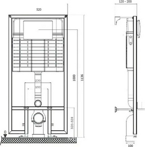 Комплект для установки подвесного унитаза, (застенный модуль, крепёж, панель 2-го смыва пластик цв.хром глянец),  ZZ Bettoserb Sava Fix Slim SET40006473