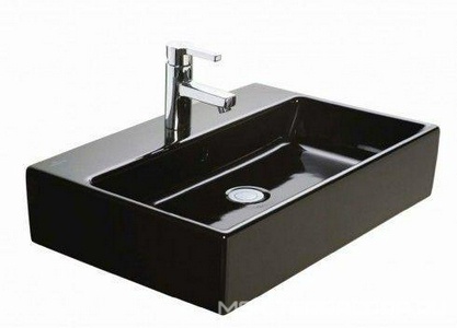 Раковина 600х420мм, 1 отв. д/смес., без перелива, для установки с мебелью (S0 Black ceramicplus - черный глянец),  ZZ Villeroy & Boch Memento 513561S0