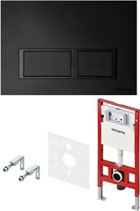 К-т д/установки подвесн.унитаза,(застен.модуль, крепёж, прокладка звукоиз, панель 2-го смыва пластик цв.ЧЕРНЫЙ матовый),  Base ZZ Tece TECEspring S401204