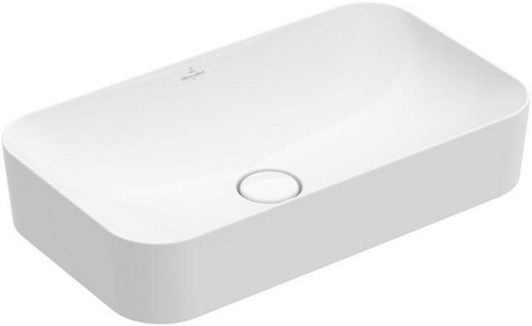 Раковина 600х350хh115мм, прямоуг., накладная, (незапираемый клапан с керамич.крышкой слива, крепёж в компл.), (цв. R2 Star white cer+),  ZZ Villeroy & Boch Finion 414361R2
