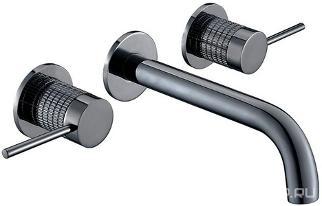 Смеситель для раковины, встраиваемый в стену, внутрен. часть в компл., (цв.вороненая сталь),  ZZ Vincea Groove VBFW-4G1GM