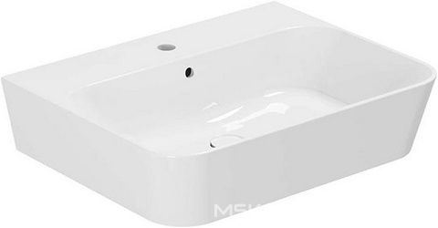 Раковина подвесная/накладная 65х50х16см, с 1 отв. для смесителя, c переливом, без крепл., (цв.белый), Build ZZ