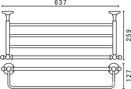 Полка для полотенец 610мм (цв. бронза),  ZZ Art & Max Antic Cristal AM-2622SJ-Br