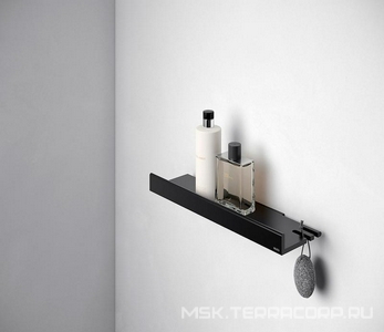 Полочка для душа 360х116мм, со встроенным стеклоочистителем, (цв.черный матовый),  ZZ Keuco Reva 12859 370000